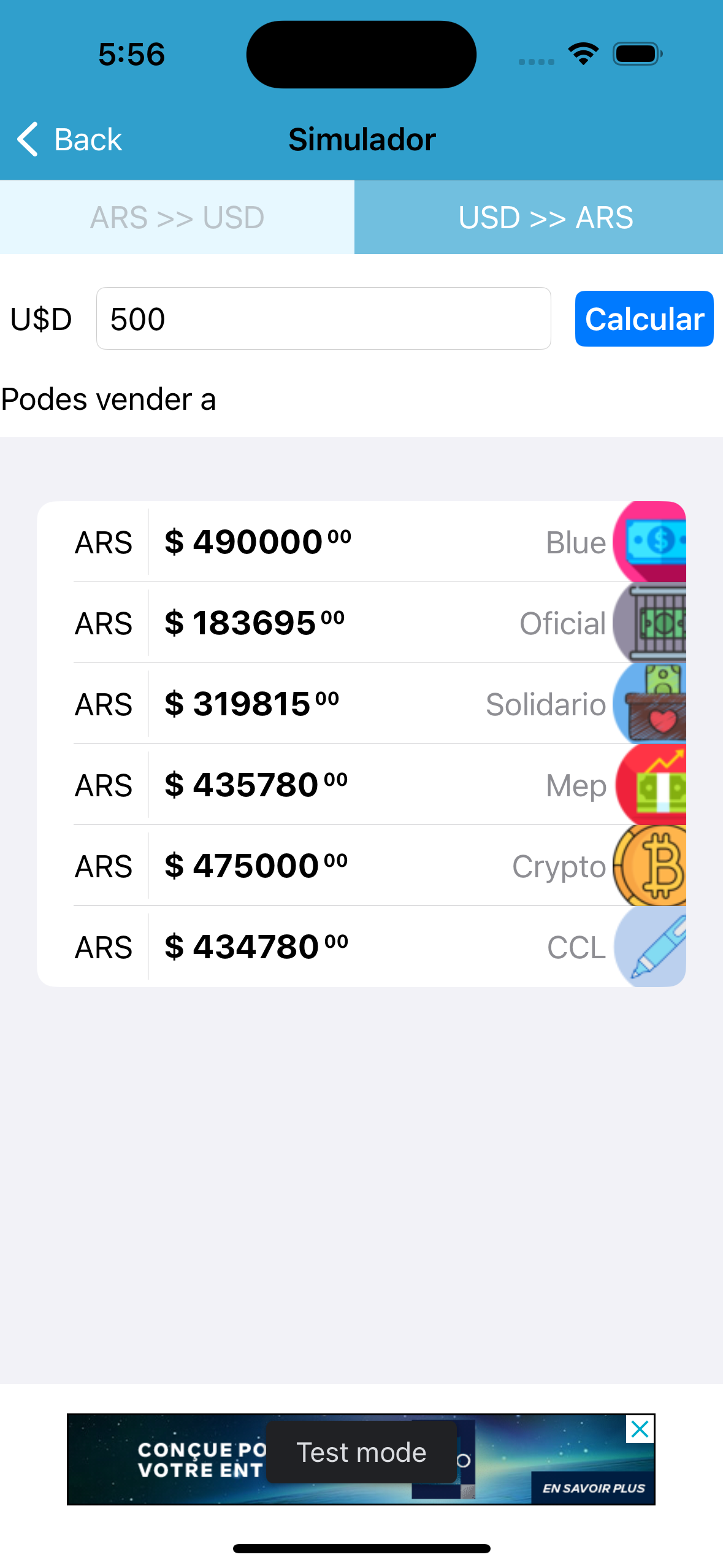 Simulador Dólar a Peso